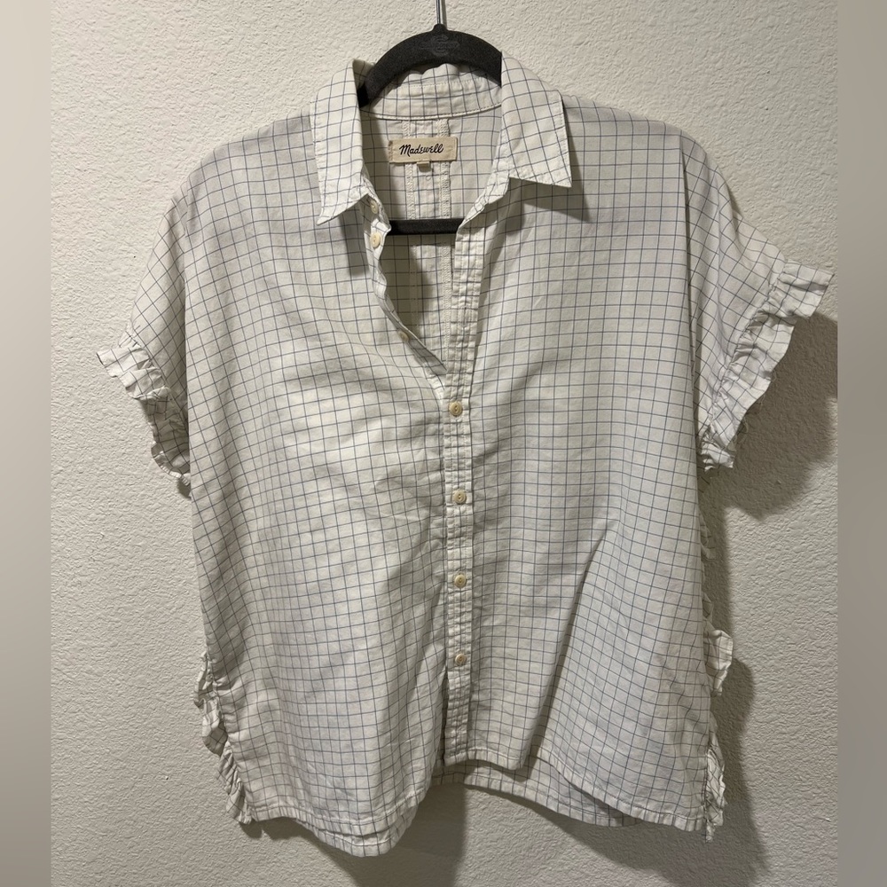 Madewell Short sleeve ruffled button down shirt